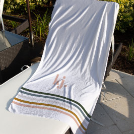 Chique Retro Strepen Monogram Strandlaken