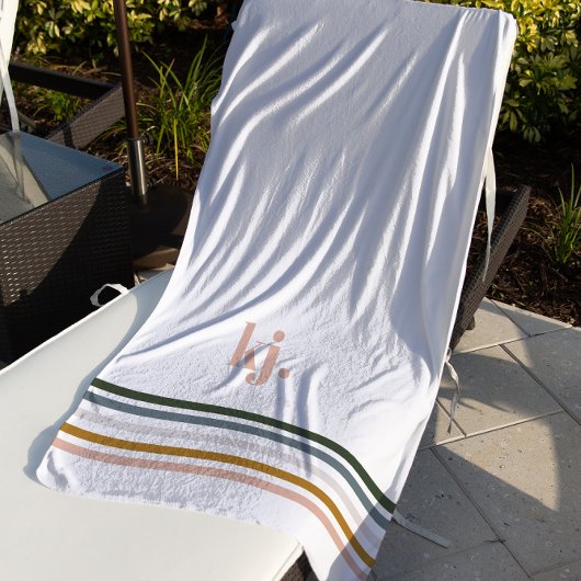 Chique Retro Strepen Monogram Strandlaken