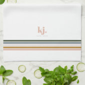 Chique Retro Strepen Monogram Theedoek (Gevouwen)