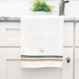 Chique Retro Strepen Monogram Theedoek