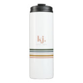 Chique Retro Strepen Monogram Thermosbeker (Voorkant)