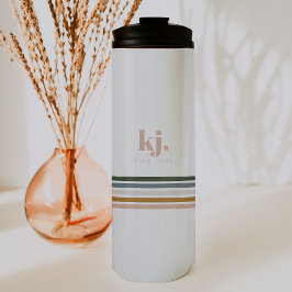 Chique Retro Strepen Monogram Thermosbeker