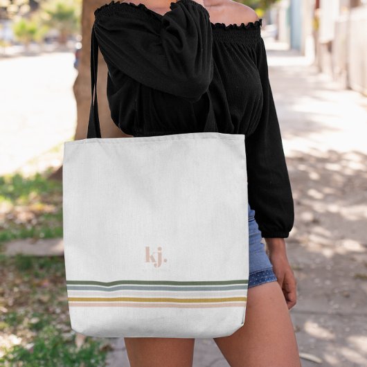 Chique Retro Strepen Monogram Tote Tas