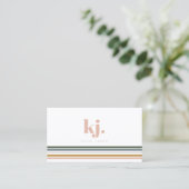Chique Retro Strepen Monogram Visitekaartje (Staand voorkant)