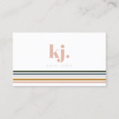 Chique Retro Strepen Monogram Visitekaartje (Voorkant)