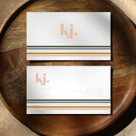 Chique Retro Strepen Monogram Visitekaartje