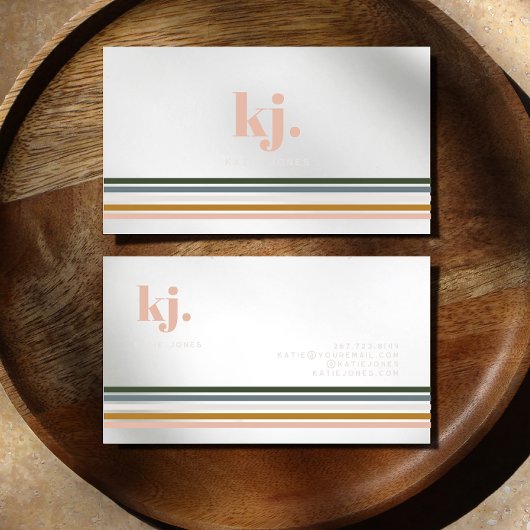 Chique Retro Strepen Monogram Visitekaartje