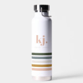 Chique Retro Strepen Monogram Waterfles (Links)