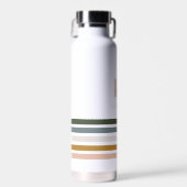 Chique Retro Strepen Monogram Waterfles (Voorkant)