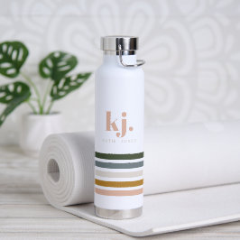 Chique Retro Strepen Monogram Waterfles