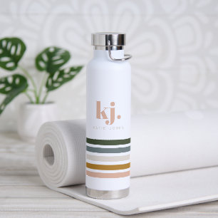 Chique Retro Strepen Monogram Waterfles