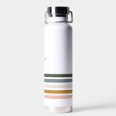 Chique Retro Strepen Monogram Waterfles (Achterkant)