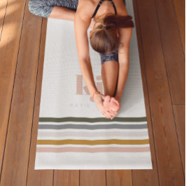Chique Retro Strepen Monogram Yogamat