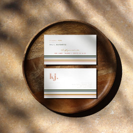 Chique Retro Strepen Monogram Zakelijk Bedankt Visitekaartje