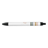 Chique Retro Strepen Monogram  Zwarte Inkt Pen (Voorkant)