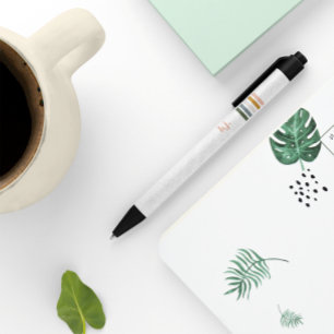 Chique Retro Strepen Monogram Zwarte Inkt Pen