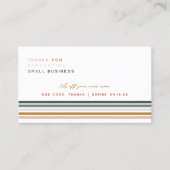 Chique Retro Stripes Monogram Business Bedankt Visitekaartje (Voorkant)
