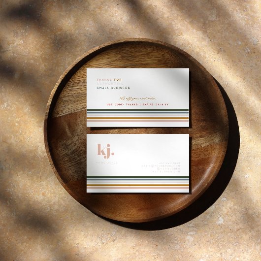 Chique Retro Stripes Monogram Business Bedankt Visitekaartje
