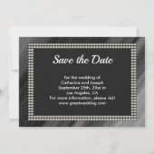 Chique Retro Zwart & Wit Parels Save The Date (Achterkant)