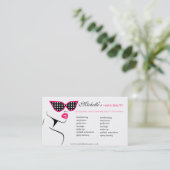 Chique Retro Zwarte Roze Stippenzonnebril Beauty Visitekaartje (Staand voorkant)