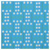 Chique Rijen van Daisies op Sky Blue Custom Fabric Stof (Swatch)
