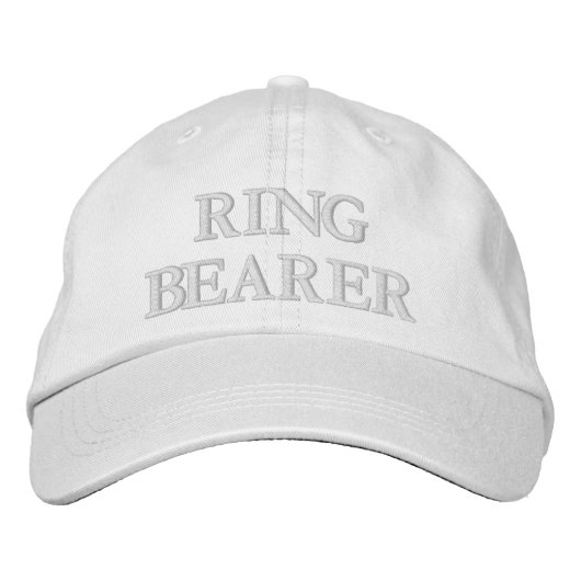 Chique ringdrager blozend roze witte trouw geborduurde pet (Voorkant)