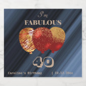 Chique rode ballonnen goud & glitter Fabulous verj Sparkling Wijnetiket (Enkel label)