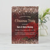 Chique rode bloem faux goud glitter kerst kaart (Staand voorkant)