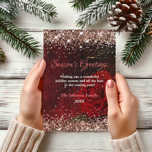 Chique rode bloem goud glitter kerst nieuwjaar