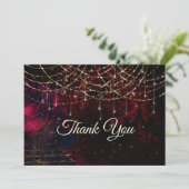 Chique rode bloem vakantie glitters lichtjes bedankkaart (Staand voorkant)