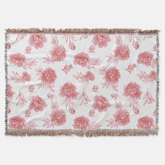 Chique Rode Bloemen Deken (Voorkant)