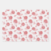 Chique Rode Bloemen   Inpakpapier Vel (Voorkant)