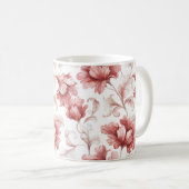 Chique Rode Bloemen Koffiemok (Voorkant rechts)