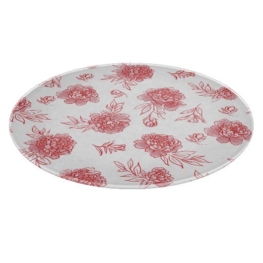Chique Rode Bloemen Snijplank (Hoek)