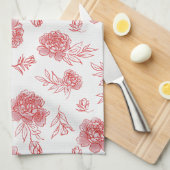 Chique Rode Bloemen   Theedoek (Quarter Fold)