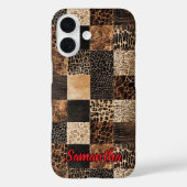 Chique rode dierprint luipaardmonogram Case-Mate iPhone case (Achterkant)