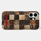 Chique rode dierprint luipaardmonogram Case-Mate iPhone case (Achterkant (horizontaal))