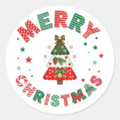 Chique rode en groene Kerstboom Holiday Ronde Sticker (Voorkant)