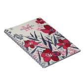 Chique rode en roze bloemige monogram notitieboek (Rechterzijde)