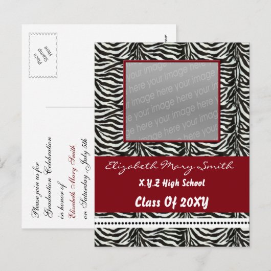 chique rode foto Afstuderen uitnodiging (Voorkant / Achterkant)