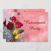 Chique rode & gele rozen pensioenfeest kaart (Voorkant / Achterkant)