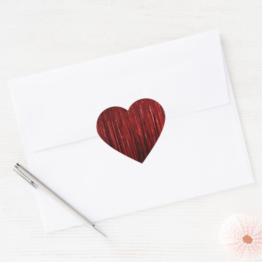 Chique rode glinsterstrepen hart sticker (Envelop)