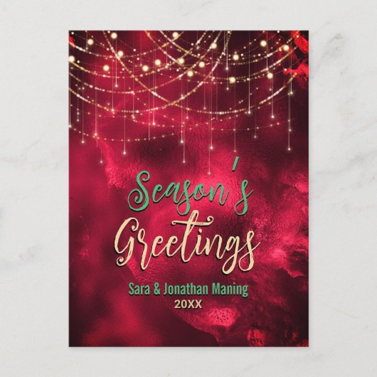 Chique rode glitter glitter lampjes Kerstmis nieuw Briefkaart (Voorkant)