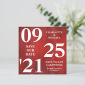 Chique Rode Glitter Sparkle Modern Save The Date Kaart (Staand voorkant)