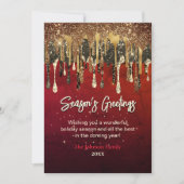 Chique rode gouden druppels Kerst nieuwjaarsgroet Kaart (Voorkant)