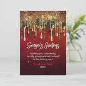 Chique rode gouden druppels Kerst nieuwjaarsgroet Kaart (Staand voorkant)