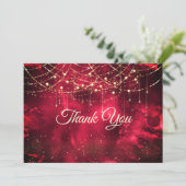 Chique rode gouden kerstverlichting bedankkaart (Staand voorkant)