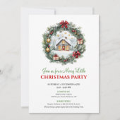 Chique rode groene kerstscène feest uitnodigingska kaart (Voorkant)