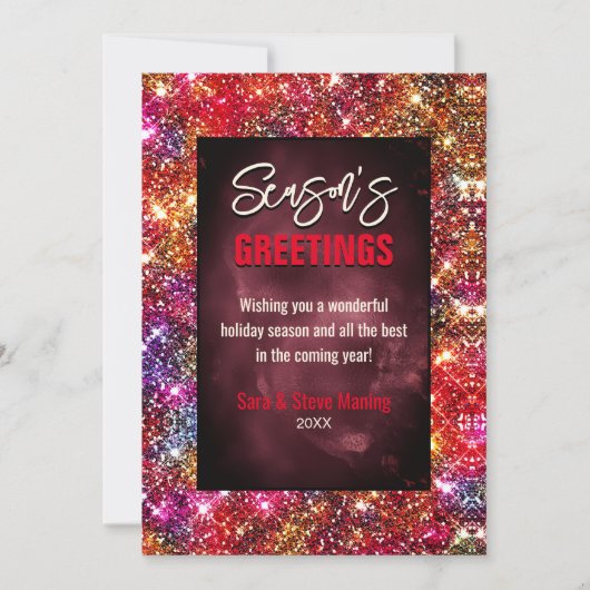 Chique rode iriserende Glitter Kerstmis nieuwjaar (Voorkant)