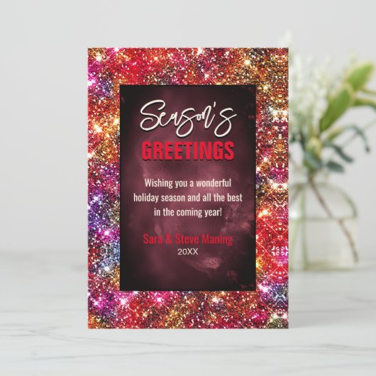 Chique rode iriserende Glitter Kerstmis nieuwjaar (Staand voorkant)